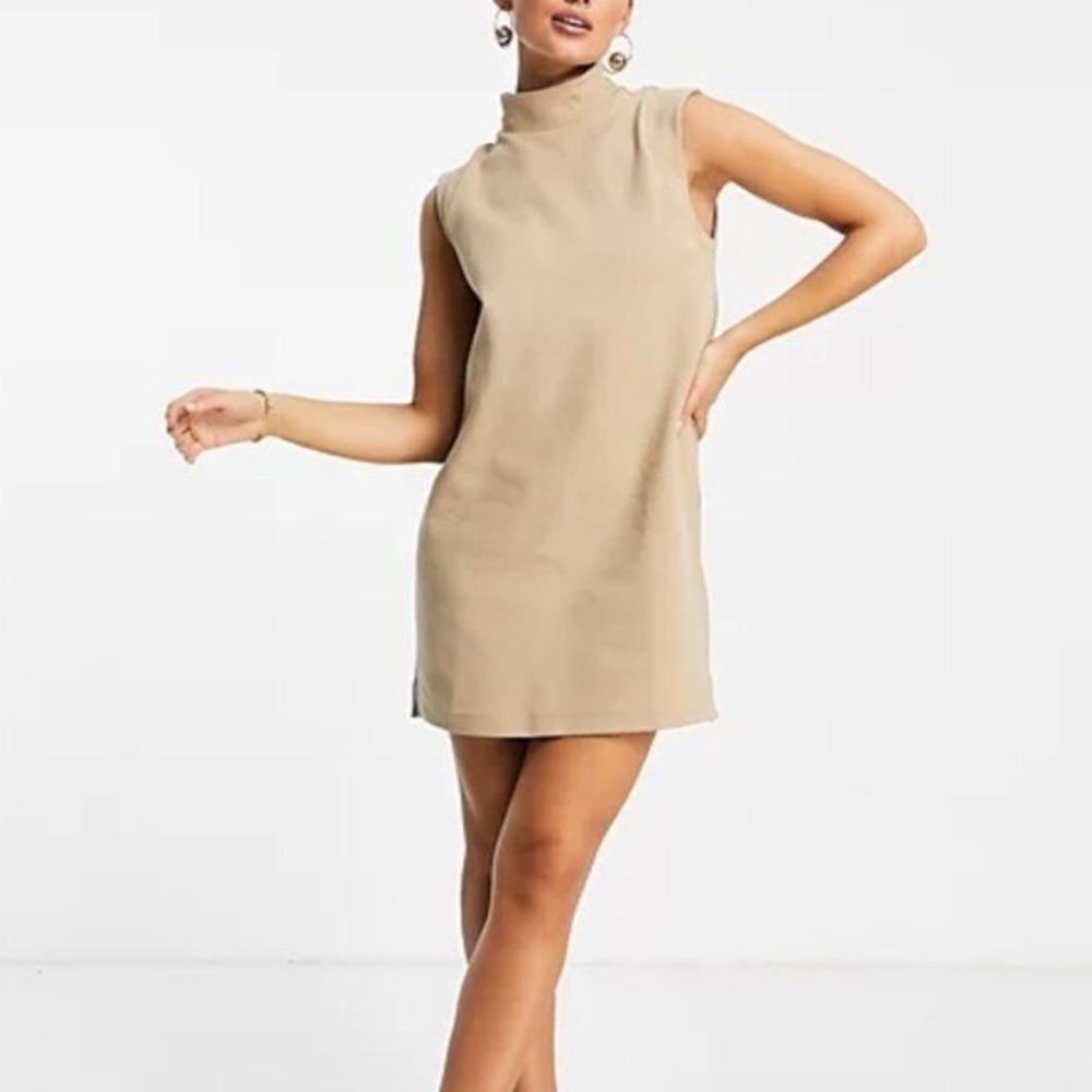 & Other Stories Beige Organic Cotton Sleeveless Dress Minimalist Fall L NWT